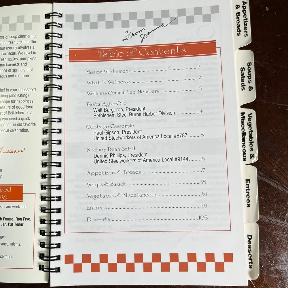 Vintage 1997 Bethlehem Steel Employee Cookbook Burns Harbor Indiana Recipes